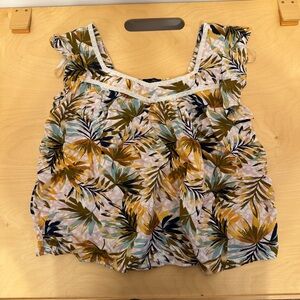 Jessica Simpson Tropical Leaf Print Sleeveless Top Size 1X